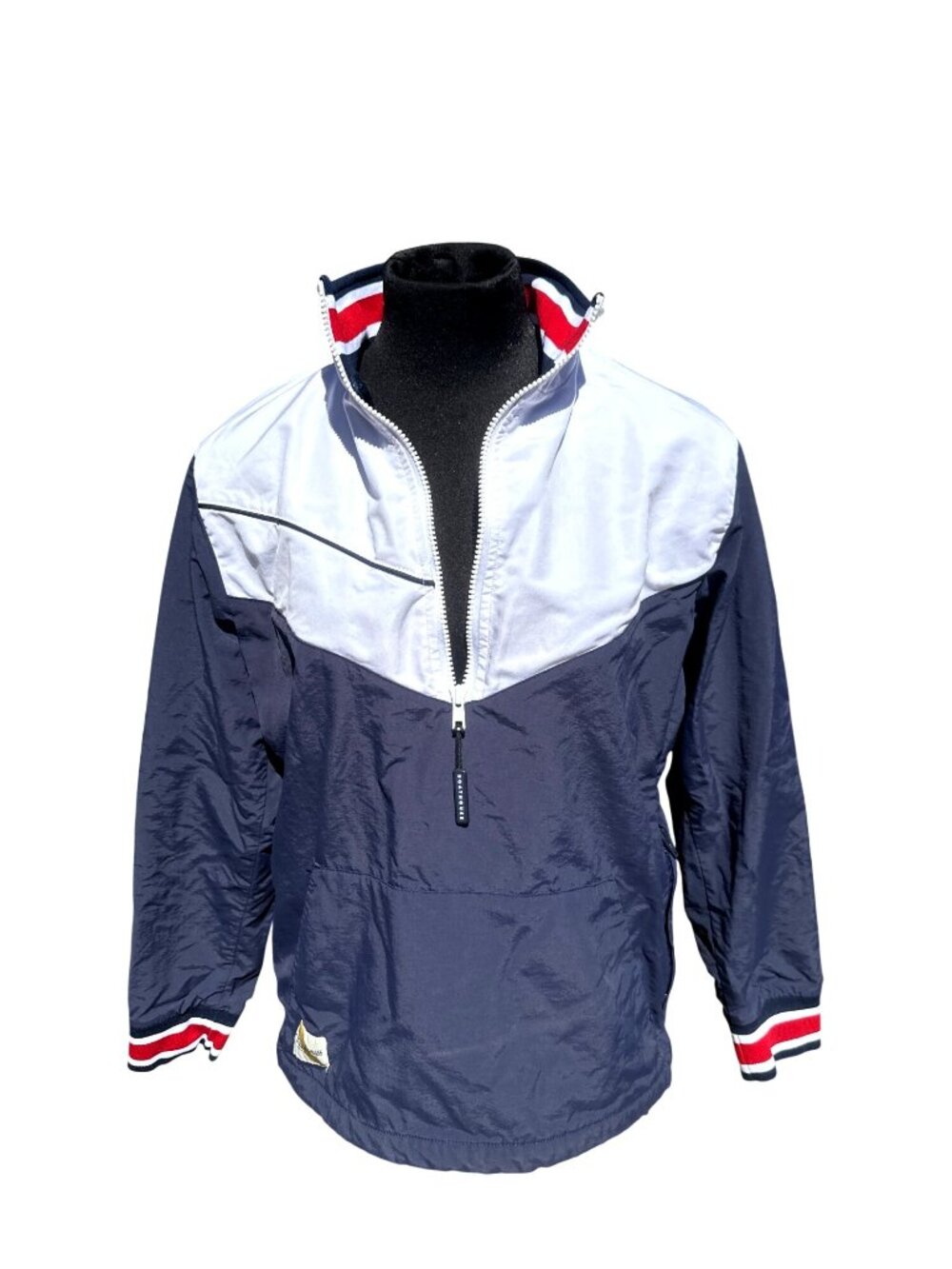 Boathouse Large Tracksmith Navy White Half Zip Rowing Pullover Retro Cuffs Prep - Picture 11 of 11